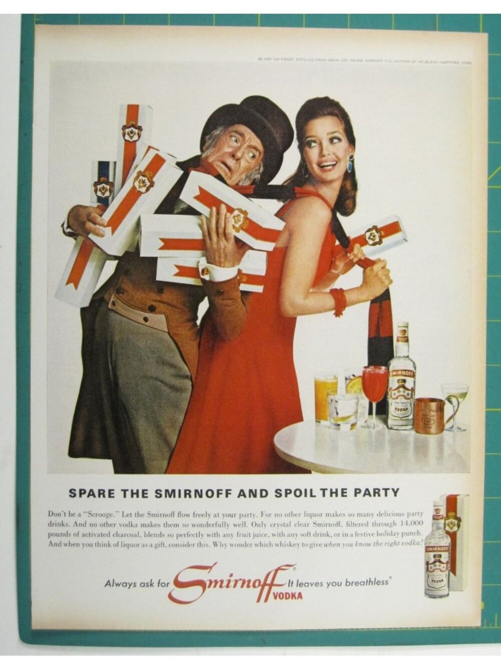 Print Ad Smirnoff Vodka Spare Party Gift Cocktail Bar Decor 1960s MOD